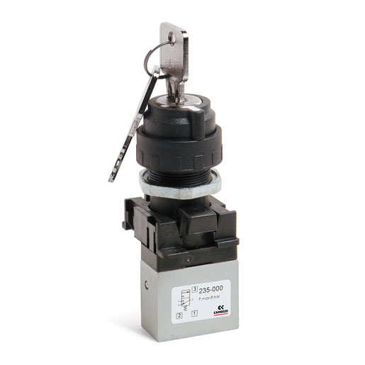 Miniválvula manual con llave 3/2 vías 200-904