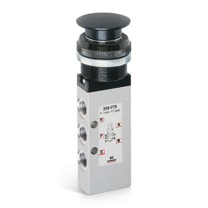 Válvula con interruptor de palma o pulsador 5/2 vías 358-977