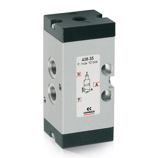 Válvula 3/2 vías conexiones G1/8, monoestable 438-35